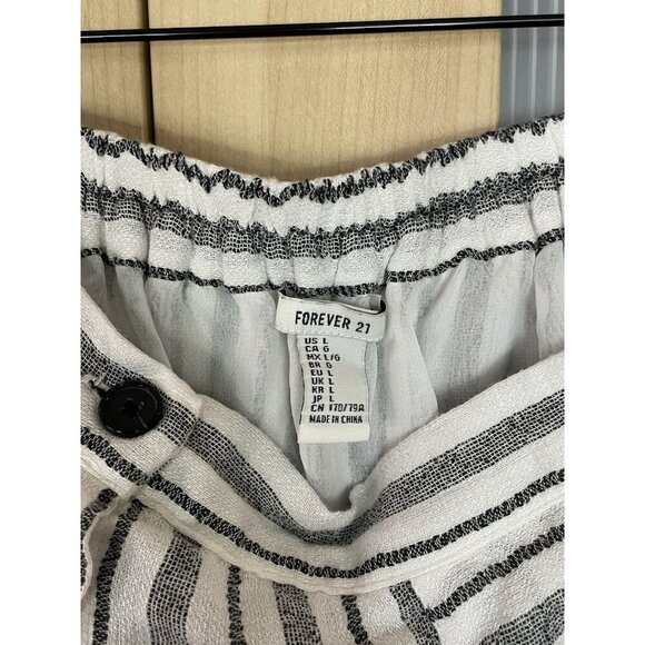 Forever 21 Maxi Skirt Sz L Slits Black White Gauzy Stripe Boho Beach Summer - Picture 3 of 5